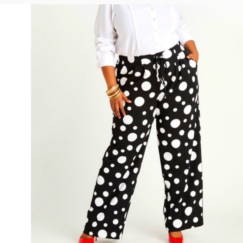 NWOT Ashley Stewart wide leg  polyester/spandex polka dot dress/casual pants